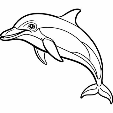 recommend clip art: A Dolphin line art vector