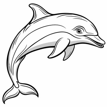 recommend clip art: A Dolphin line art vector