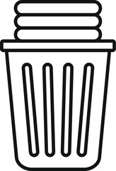 Simple laundry basket line icon representing a full basket of clothes ready to be washed