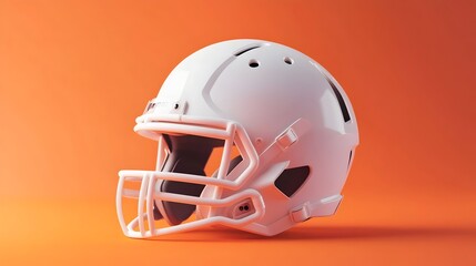 Naklejka premium Three Dimensional White Soccer Helmet on Vibrant Orange Background