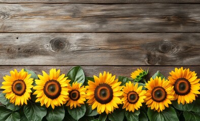 sunflowers on wooden board