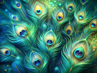 Obraz premium Kaleidoscope of Peacock Feathers