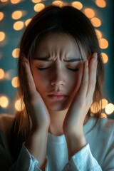 Fototapeta premium Pain that occurs in the body As a result, people will suffer from illnesses such as headaches, eye strain, back pain, muscle pain, stomach pain, and heart disease.