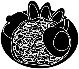 rice illustration food silhouette lunch logo egg icon meal outline chinese onion plate curry restaurant spicy asian pepper dish shape chicken cooked hot for vector graphic background
