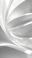 Fototapeta premium Curved white structures create a flowing, dynamic atmosphere in a well-lit contemporary architectural space