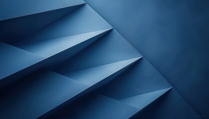 Abstract Geometric Pattern of Blue Triangles on a Wall