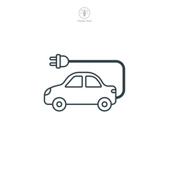 Electric car with plug icon symbol vector illustration isolated on white background