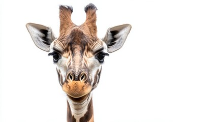 Majestic giraffe standing tall in the wild, front-facing shot displaying its elegant neck.