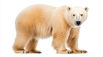 Majestic Polar Bear Standing Alone on White Ice in High-Angle Shot