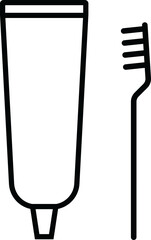 Toothbrush And Toothpaste On Transparent Background, Outline toothbrush and toothpaste icon, Symbol for web and mobile.