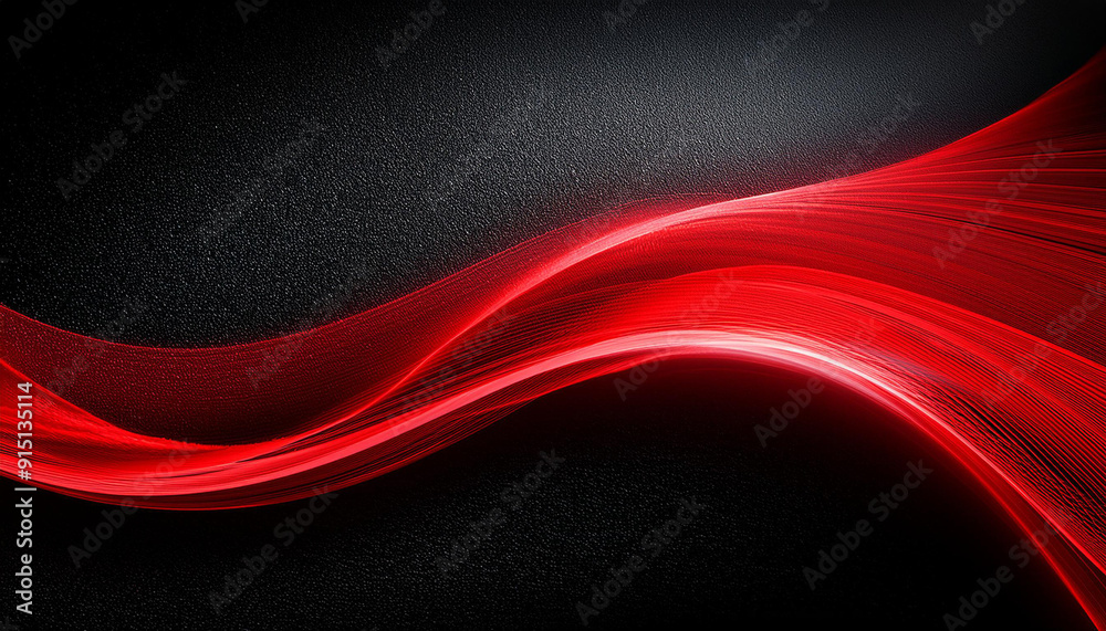 Poster elegant red wave on textured black background. abstract flowing curves with vibrant energy, contrast