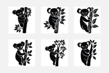 Trendy Minimal Koala Silhouettes for Wall Art  © Bappaditya Roy