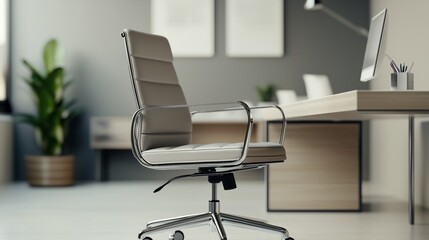 Minimalist Workspace with Empty Ergonomic Office Chair - Hiring Process Concept