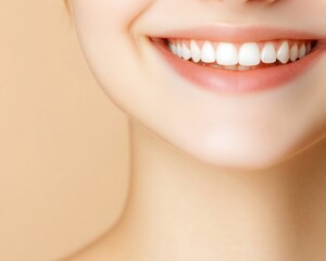 Obraz premium Close up of a woman's bright, white smile with perfect teeth.