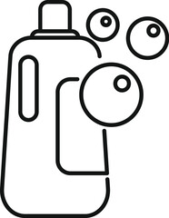 Laundry detergent bottle making soap bubbles line icon for apps and websites