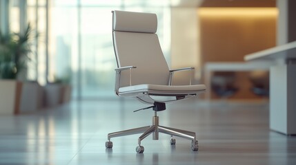 Contemporary Business Workspace Showcasing Premium Office Chair Design Emphasizing Comfort Productivity And Modern Aesthetics