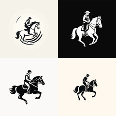 Riding horse logo design vector illustration