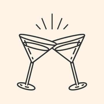 Cocktail glasses icon.Cheers symbol. Party and celebration simple Minimal Pictogram.Cocktail party invitation sign for greeting cards, postcards, invitations, menu design. Vector illustration EPS10