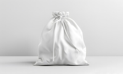 White drawstring bag isolated on a white background isolated on white background, design