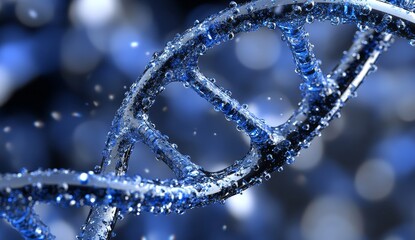 Stock image of a DNA strand on a background with lens flare.