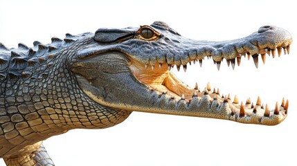 Fototapeta premium Fierce Crocodile Showing Side Profile with Mouth Open - Wildlife Photography