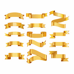 Gold ribbon banners vector set on a isolated white background (1)