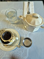 Beautiful elegant table setting for 5 o'clock tea