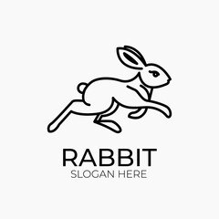 monoline rabbit logo design template