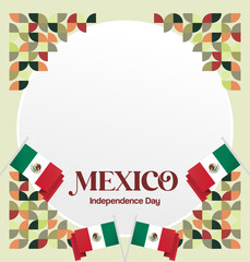 Mexico National Day Banner. Geometric retro abstract background with colorful style for viva Mexico. Square Cover. Happy Mexican day greetings.