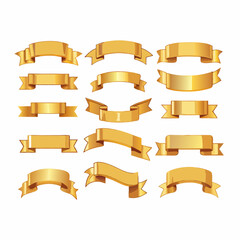 Gold ribbon banners vector set on a isolated white background (14)