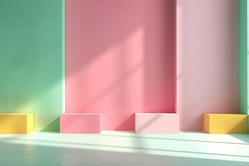 Minimalist geometric shapes on pastel backgrounds, minimalist design, modern simplicity