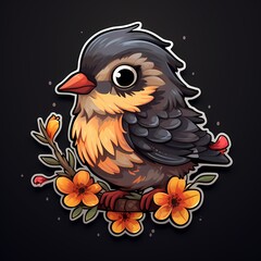 A vibrant and detailed bird illustration perfect for stickers, decorations, and adorable artworks.