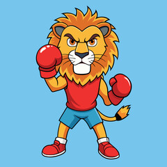 lion boxing fight animal mascot sport logo