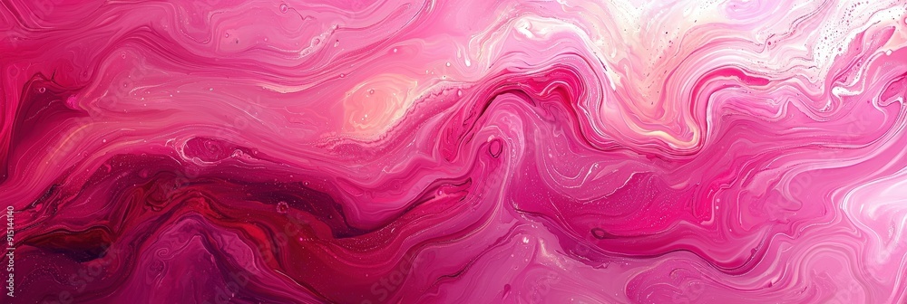 Poster A vibrant display of swirling pink and red patterns flows together, showcasing an abstract artistic creation in a contemporary art environment