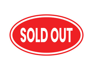 Sold out sticker. Sold out stamp icon for business. Sold out tag, Sold out plate isolated on white background. Sticky note paper with curled up corner, web design element.