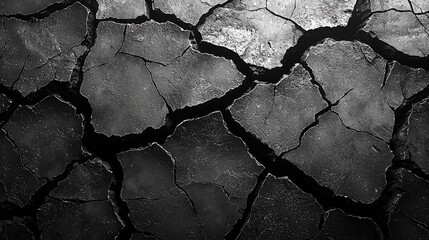 The ground shows pronounced cracks and rough textures, highlighting dryness, possibly due to a lack of rain and harsh weather conditions