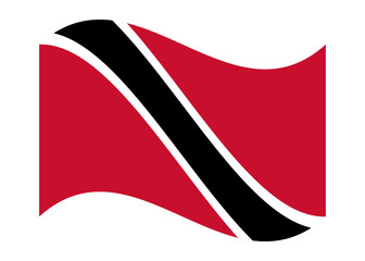 Wavy flag of Trinidad and Tobago, isolated on transparent background. Vector illustration