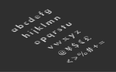 アイソメトリックフォント小文字凹み左（黒）