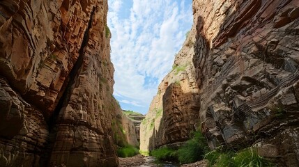 Fototapeta premium A sheer-walled chasm carved by the river