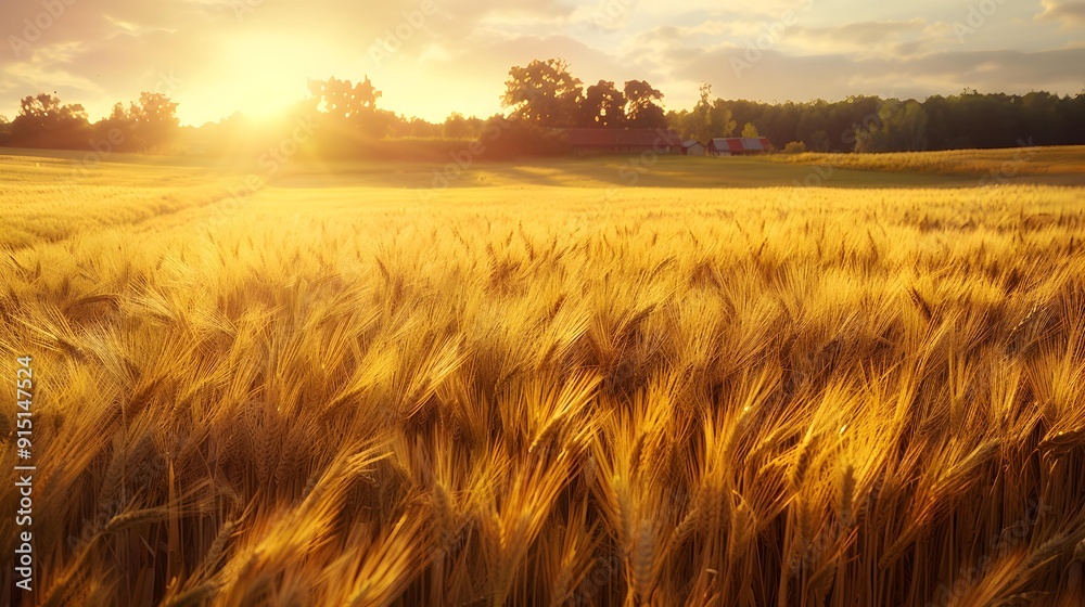 Sticker wheat field golden with ripening wheat the ears