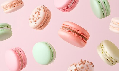 a poster of italian macarons and different toppings, Generative AI