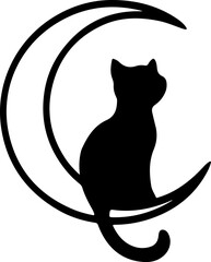 cat sitting on the moon silhouette