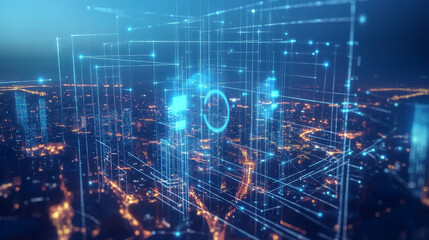 This description provides a comprehensive overview of the concept of a smart city with 5G communication networks and IoT, emphasizing the interconnectedness and advanced technological infrastructure.