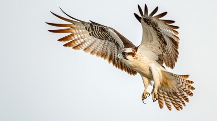 Obraz premium Majestic Falcon Diving in Side Profile on White Background - Stunning Wildlife Photography!