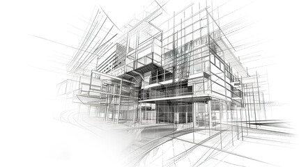 Fototapeta premium The Fascinating World of Abstract Architectural Drawings: A Blend of Creativity and Innovation. Showcasing Unconventional Designs and Inspiring Spatial Concepts.