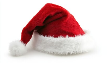 Red and White Santa Hat with a Fluffy Pom-Pom