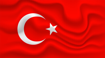 Wavy Turkey Country Flag Vector Illustration