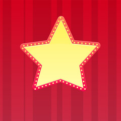 Cinema Casino Background Poster Pop Up Vintage Red Five Pointed Star Banner Window Vector Design