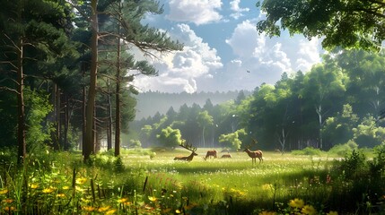 The edge is sunny with green grass