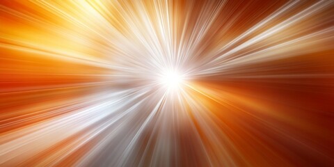 Obraz premium Radiant burst of light with orange and white rays creating a dynamic, glowing effect on a horizontal photo. The intense brightness and vibrant colors suggest energy and positivity, ideal 